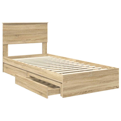 Letto con Contenitore con testiera Rovere Sonoma 75 x 190 cm