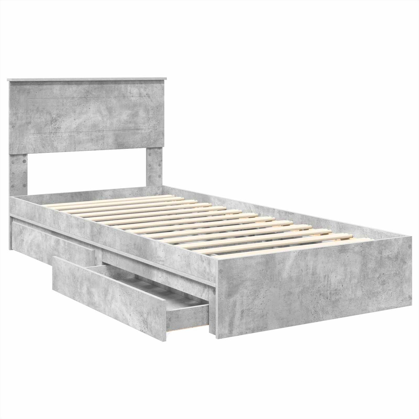 Letto con Contenitore con testiera Grigio cemento 70 x 190 cm