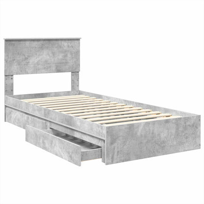 Letto con Contenitore con testiera Grigio cemento 70 x 190 cm
