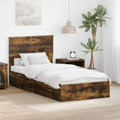 Letto con Contenitore Rovere fumÃƒÂ© 75 x 190 cm Legno multistrato
