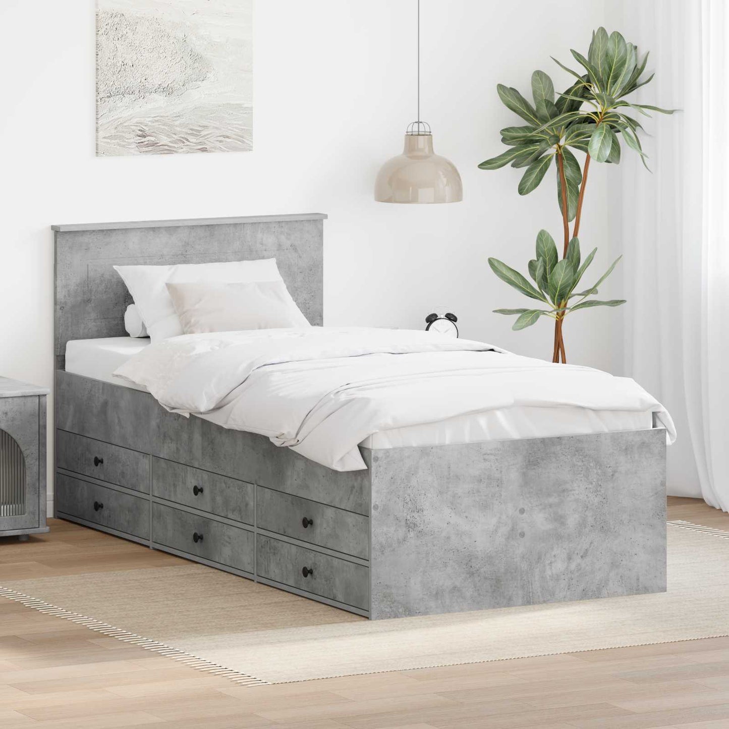 Daybed Grigio Cemento e Nero 100 x 200 cm Legno multistrato