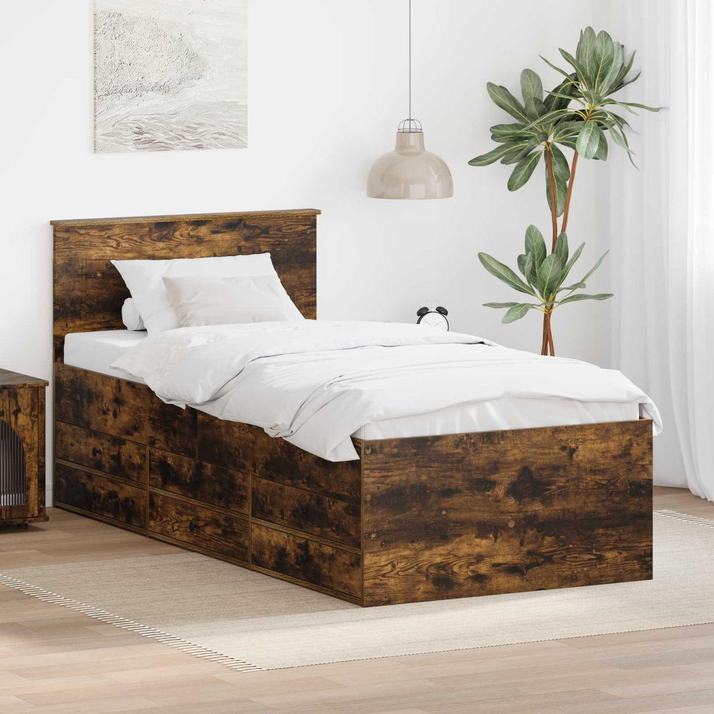 Daybed Rovere Affumicato e Nero 100 x 200 cm Legno multistrato