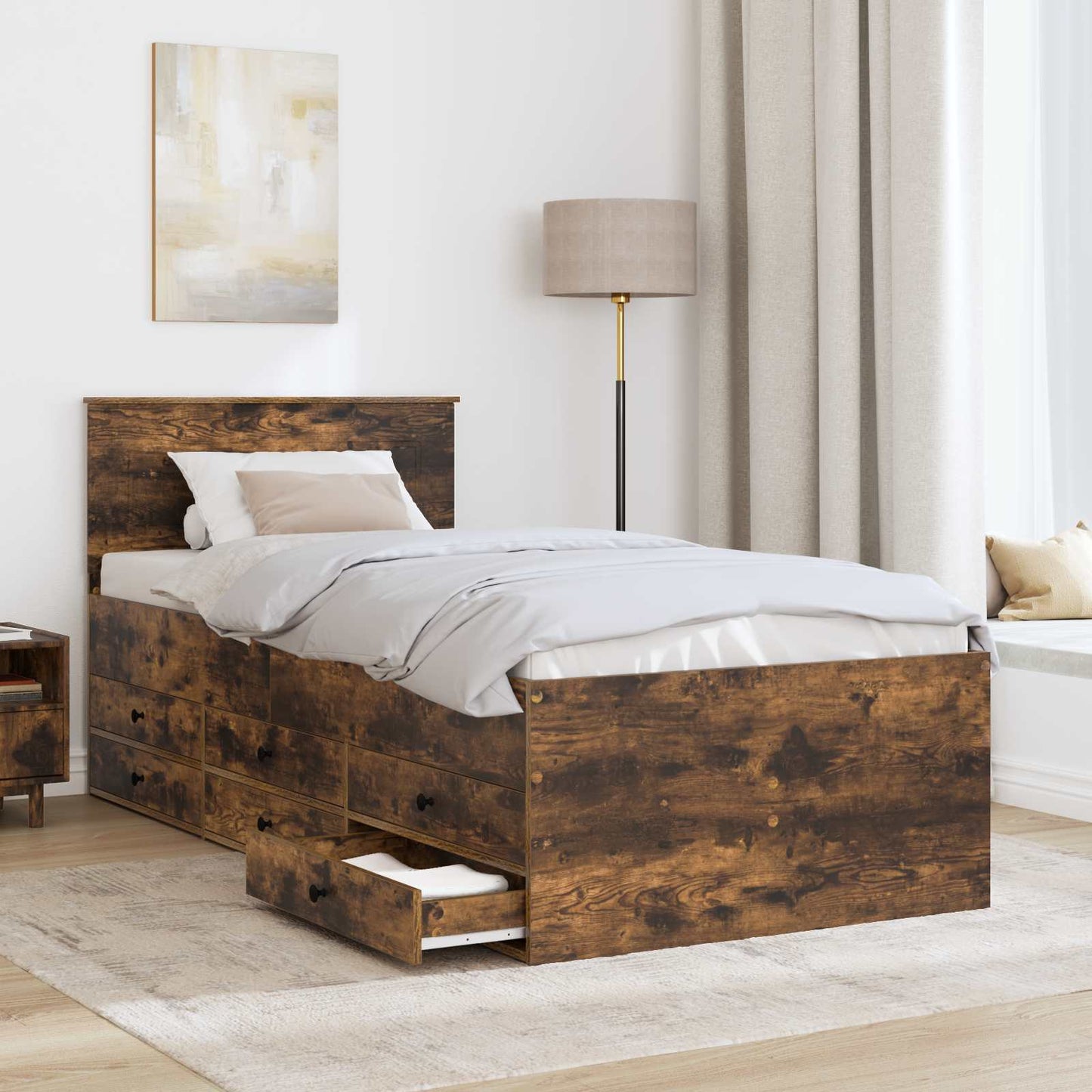 Daybed Rovere Affumicato e Nero 100 x 200 cm Legno multistrato