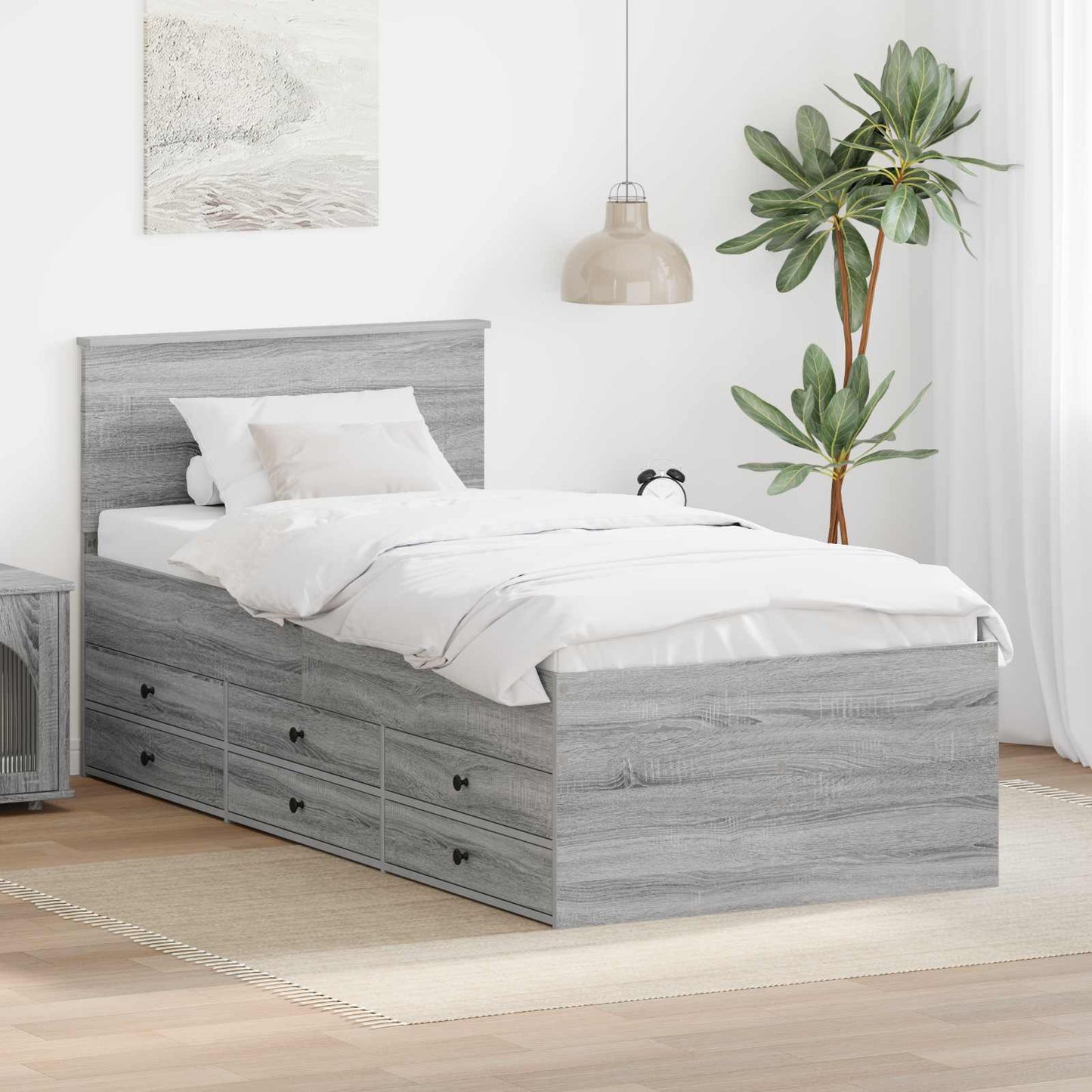 Daybed Grigio Sonoma e Nero 100 x 200 cm Legno multistrato
