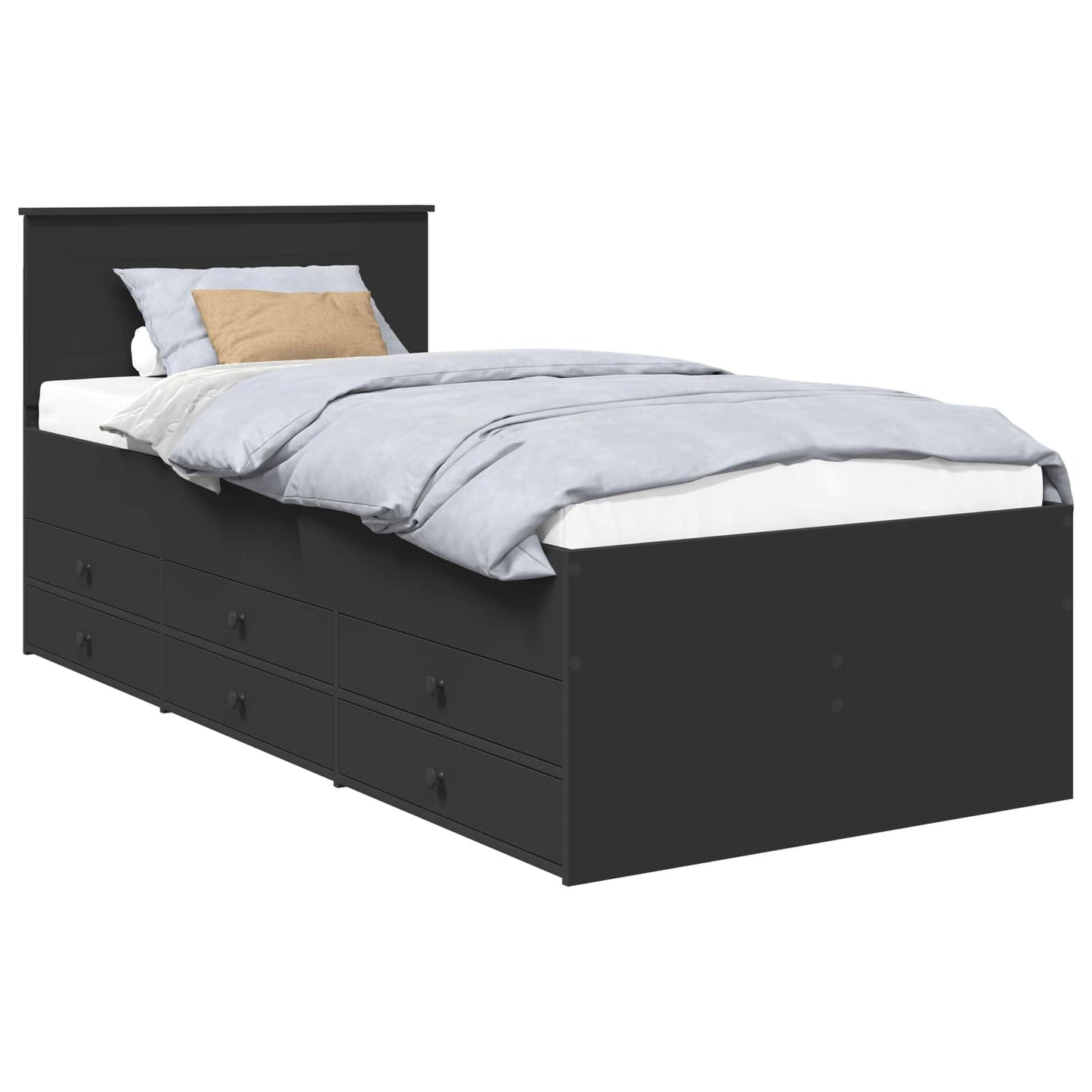 Daybed con cassetto Nero 90 x 190 cm Legno multistrato