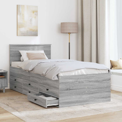 Daybed Grigio Sonoma e Nero 90 x 190 cm Legno multistrato