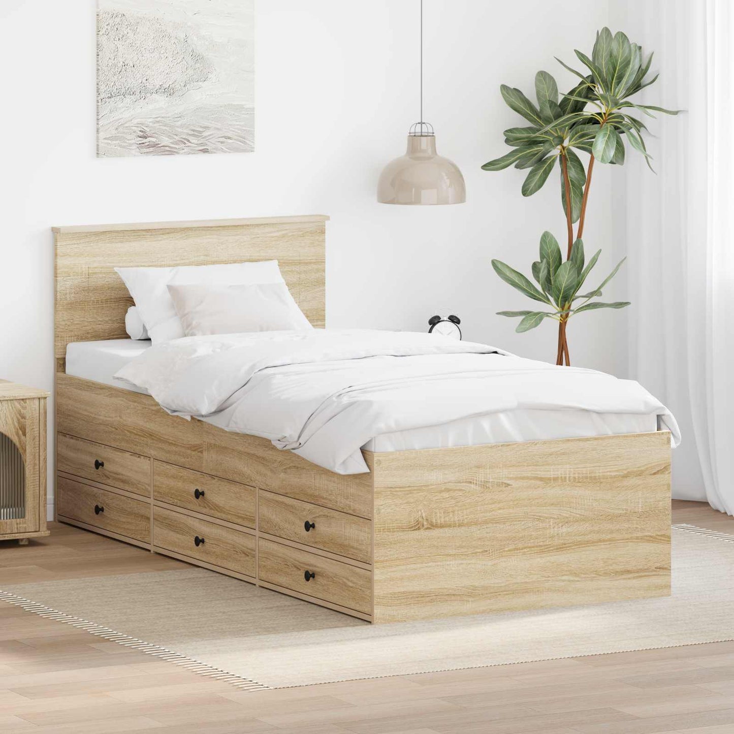 Daybed Rovere Sonoma e Nero 90 x 200 cm Legno multistrato