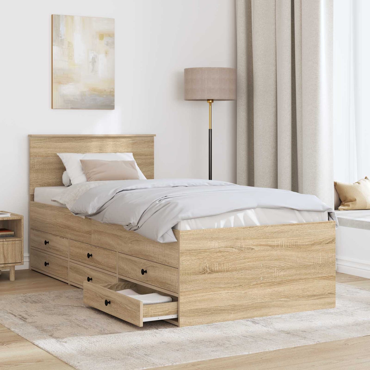 Daybed Rovere Sonoma e Nero 90 x 200 cm Legno multistrato