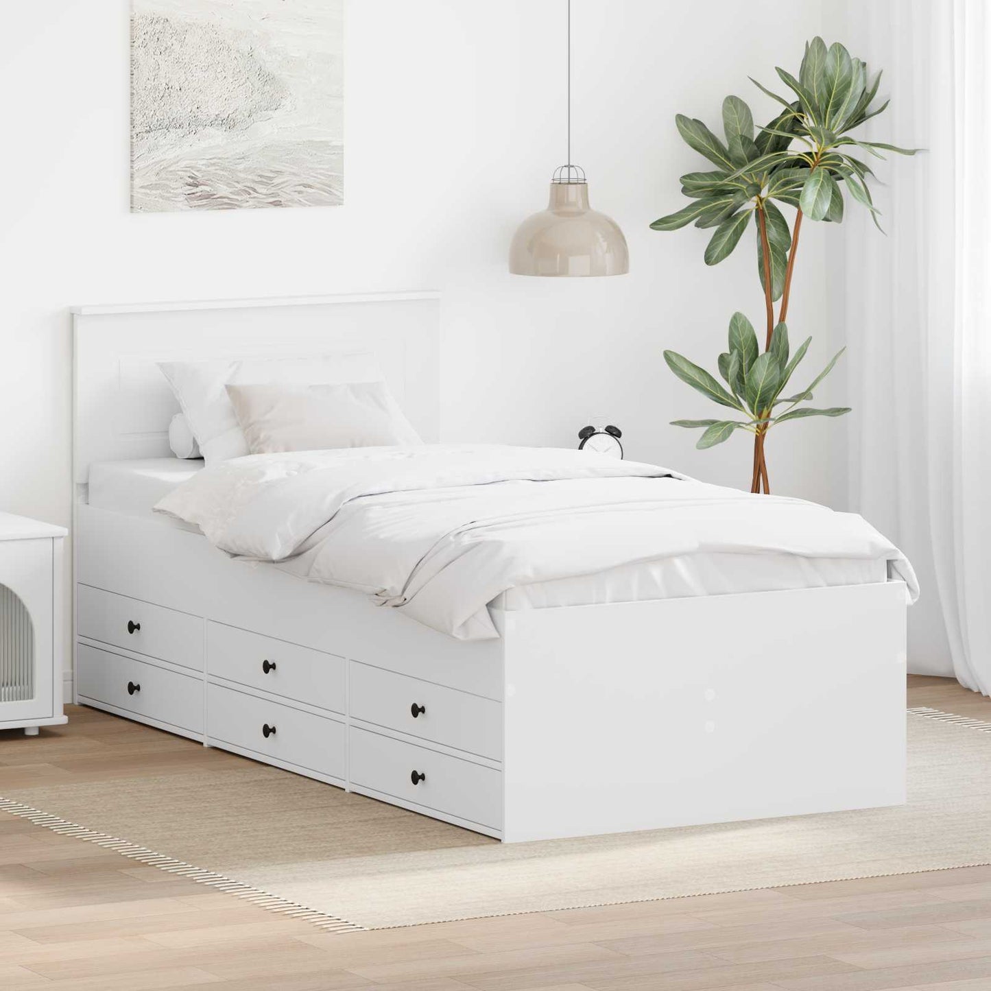 Daybed con cassetto Bianco e Nero 75 x 190 cm Legno multistrato