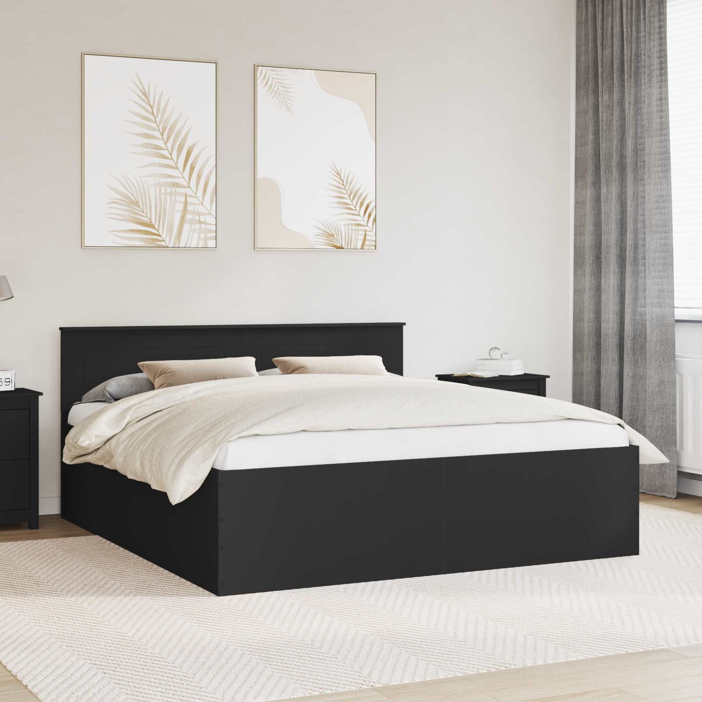 Struttura del letto Nero 200 x 200 cm Legno multistrato