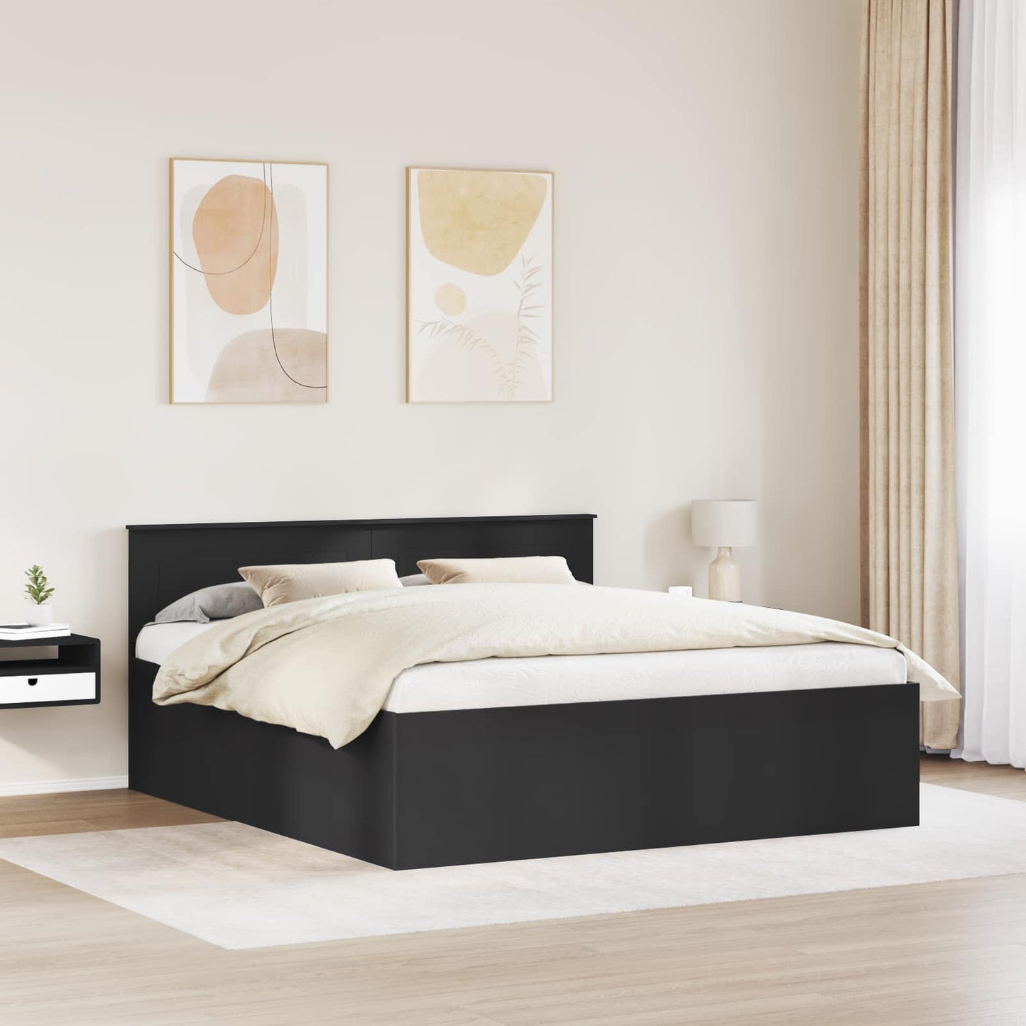 Struttura del letto Nero 200 x 200 cm Legno multistrato