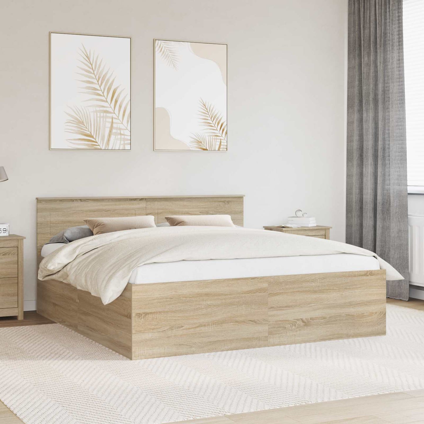 Struttura del letto con testiera Rovere Sonoma 200 x 200 cm