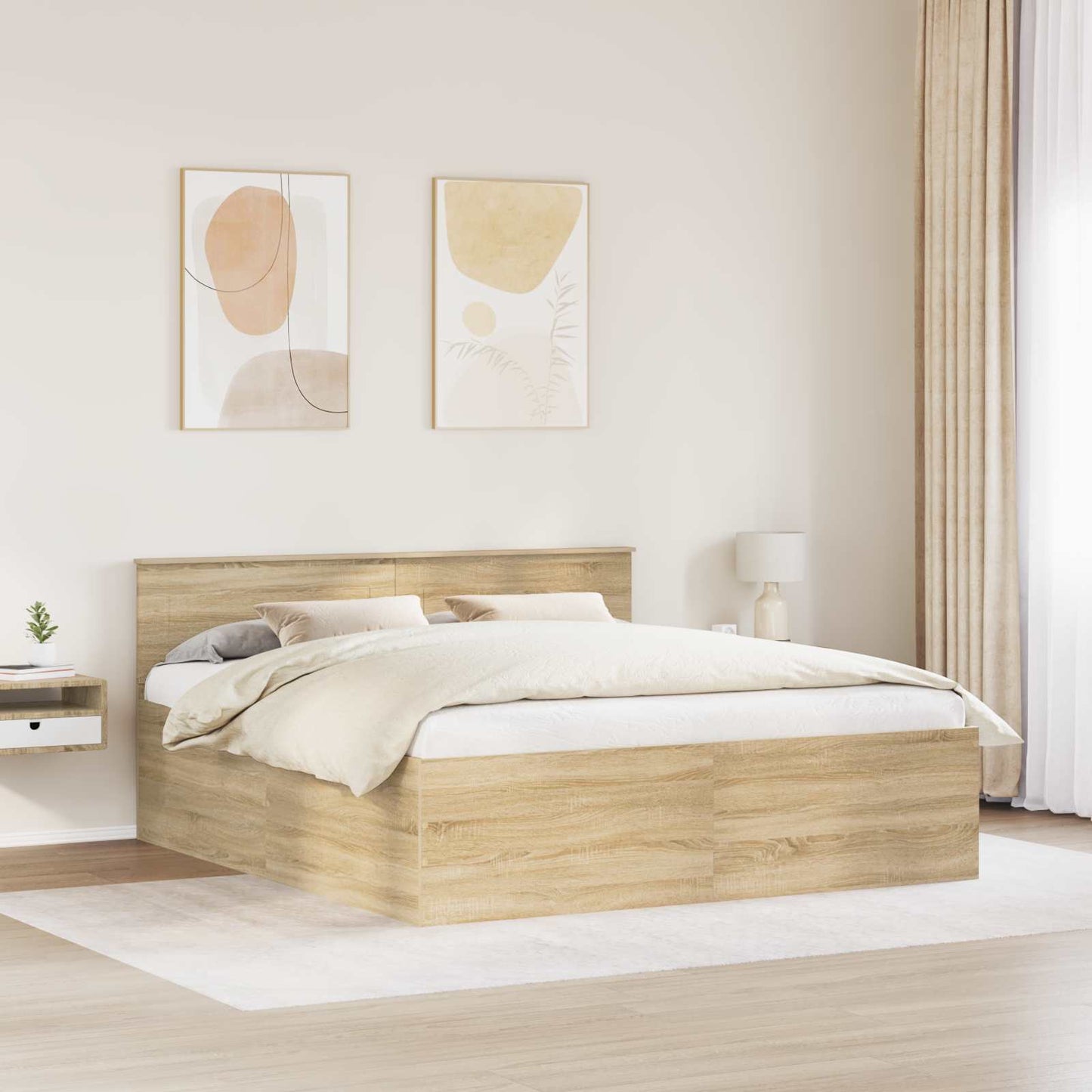 Struttura del letto con testiera Rovere Sonoma 200 x 200 cm