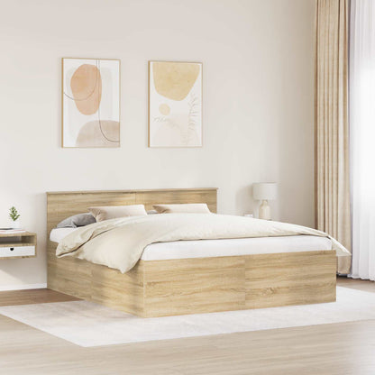 Struttura del letto con testiera Rovere Sonoma 200 x 200 cm