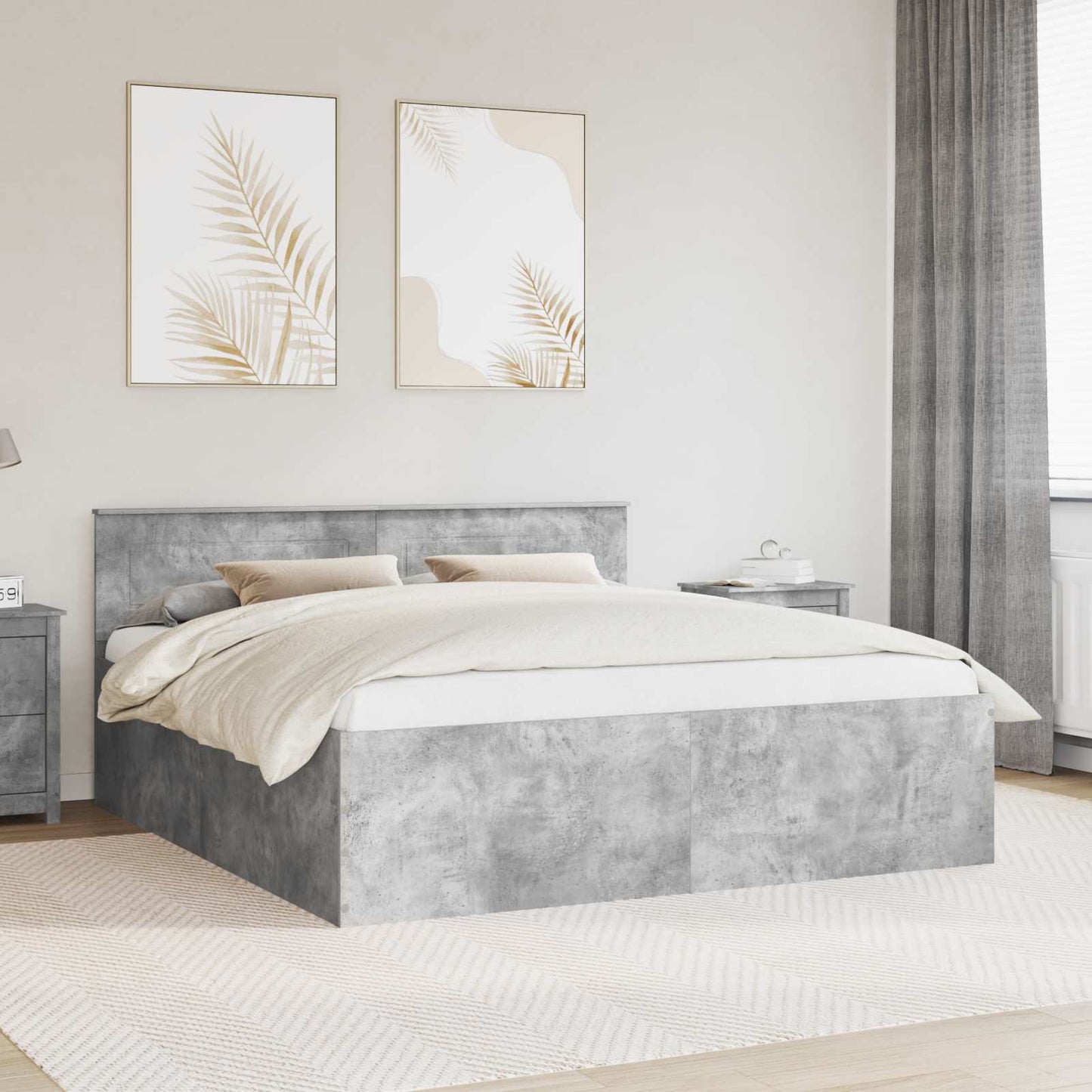 Struttura del letto con testiera Grigio cemento 200 x 200 cm