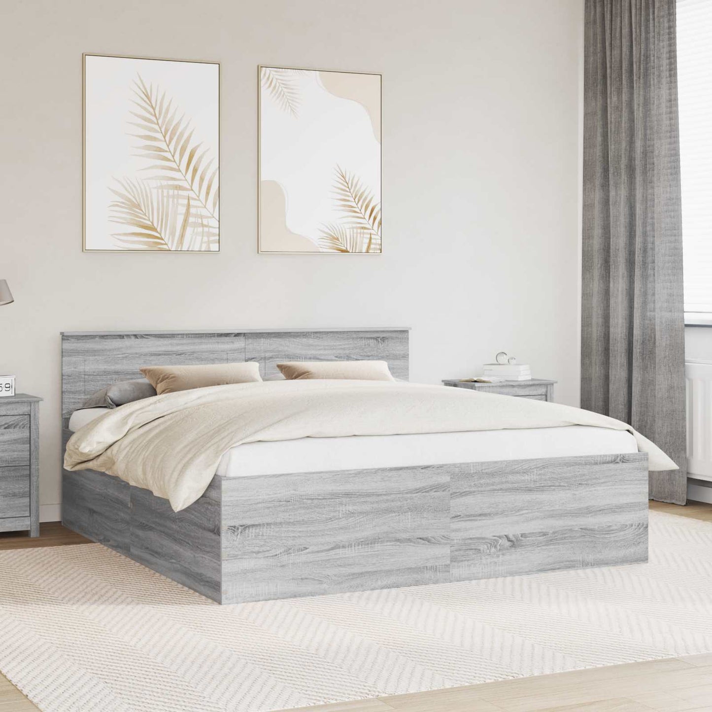 Struttura del letto con testiera Grigio Sonoma 200 x 200 cm