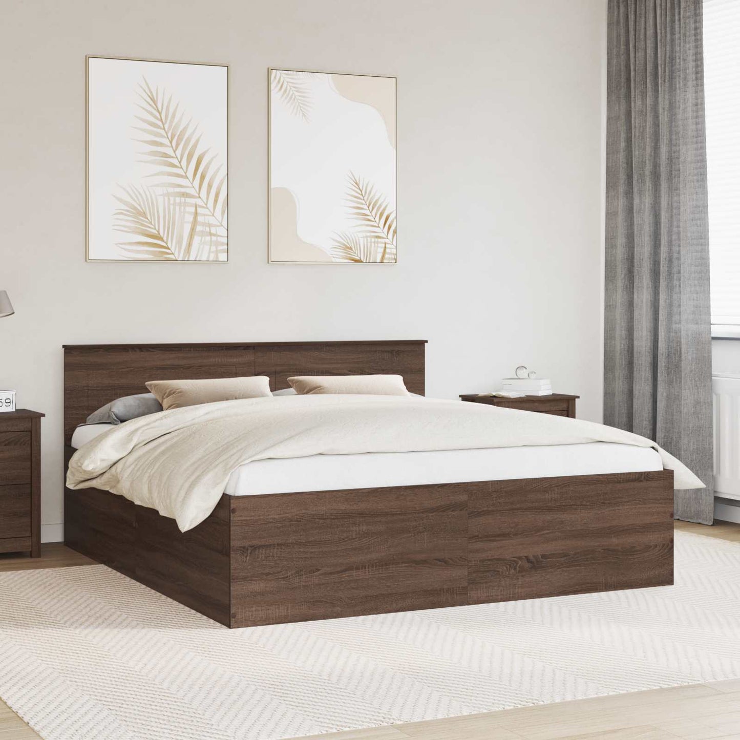 Struttura del letto con testiera Rovere Marrone 200 x 200 cm