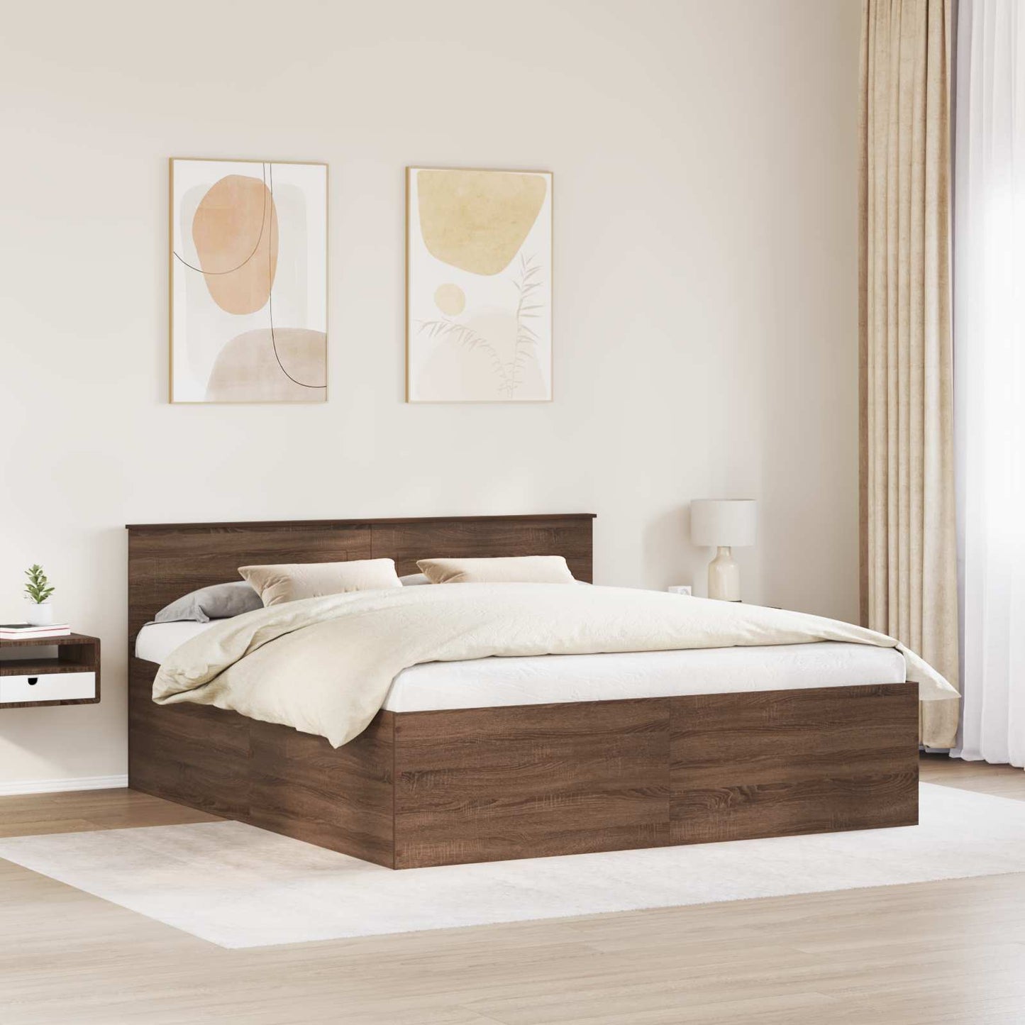 Struttura del letto con testiera Rovere Marrone 200 x 200 cm