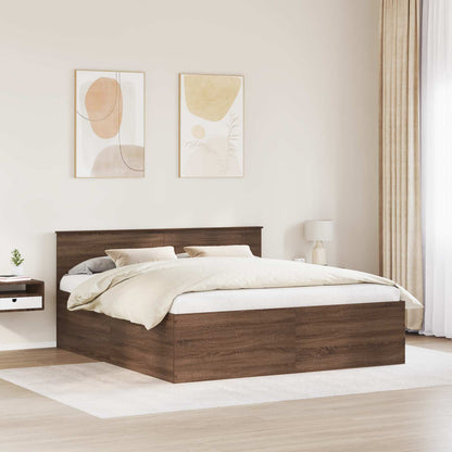 Struttura del letto con testiera Rovere Marrone 200 x 200 cm