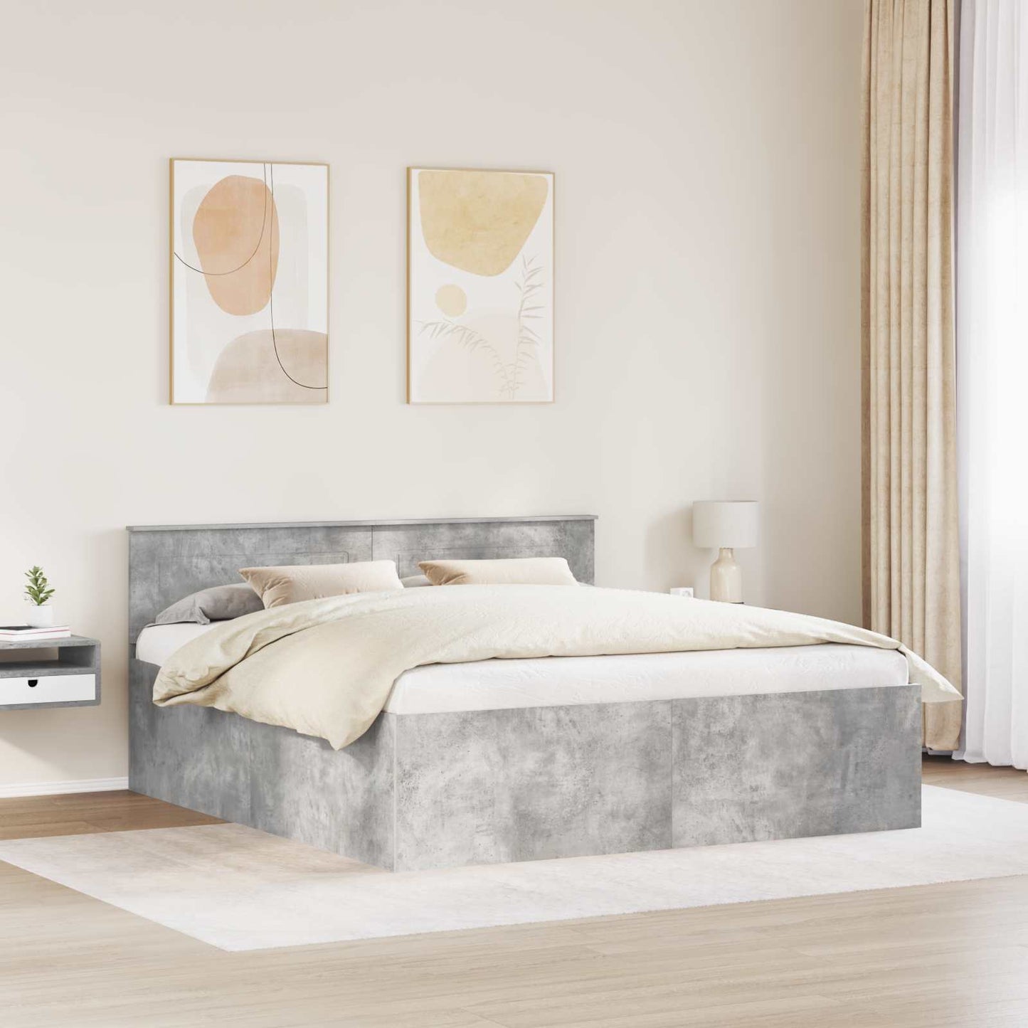 Struttura del letto con testiera Grigio cemento 180 x 200 cm