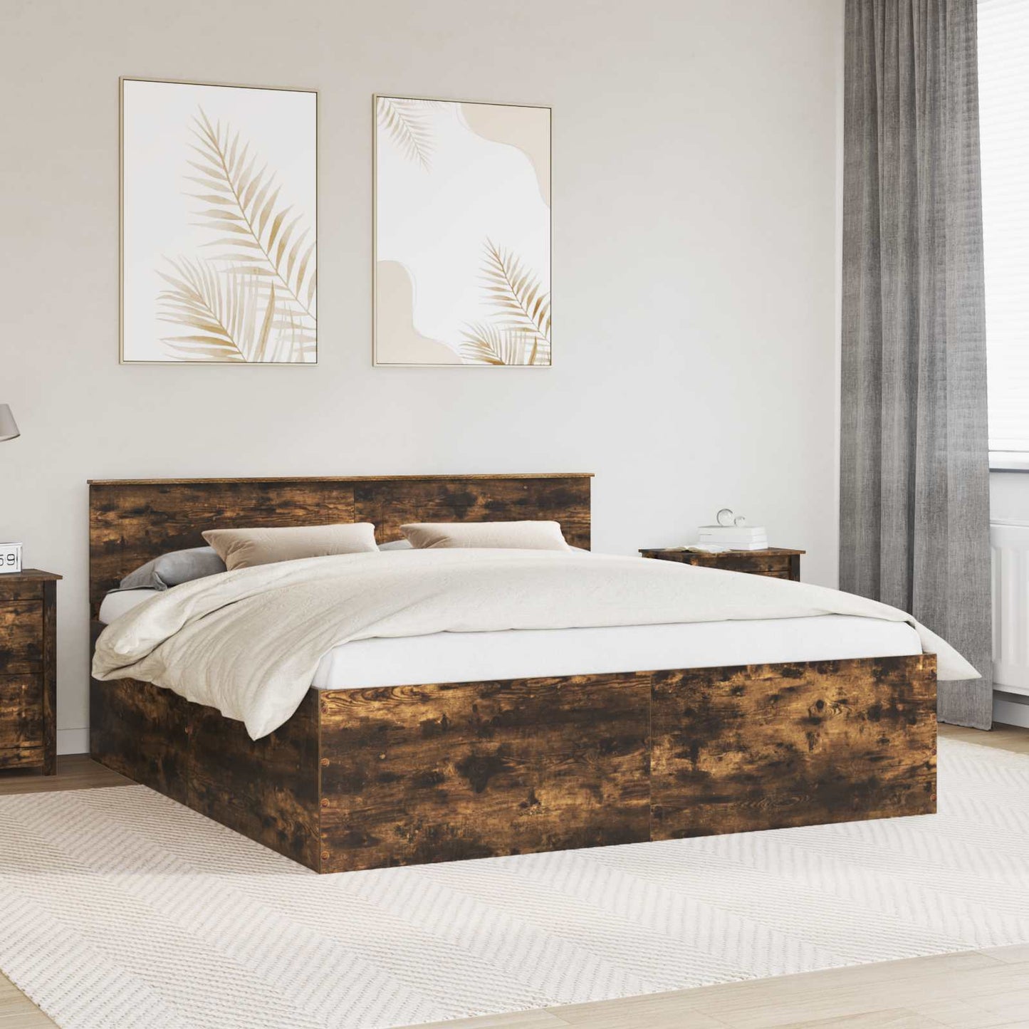 Struttura del letto Rovere fumÃ© 180 x 200 cm Legno multistrato