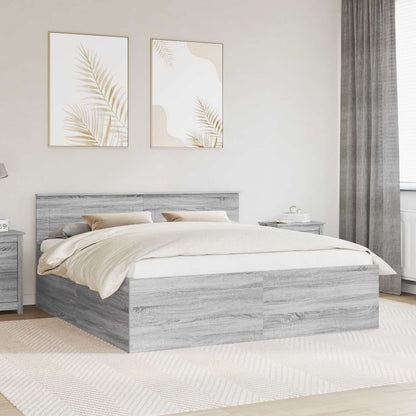 Struttura del letto con testiera Grigio Sonoma 180 x 200 cm