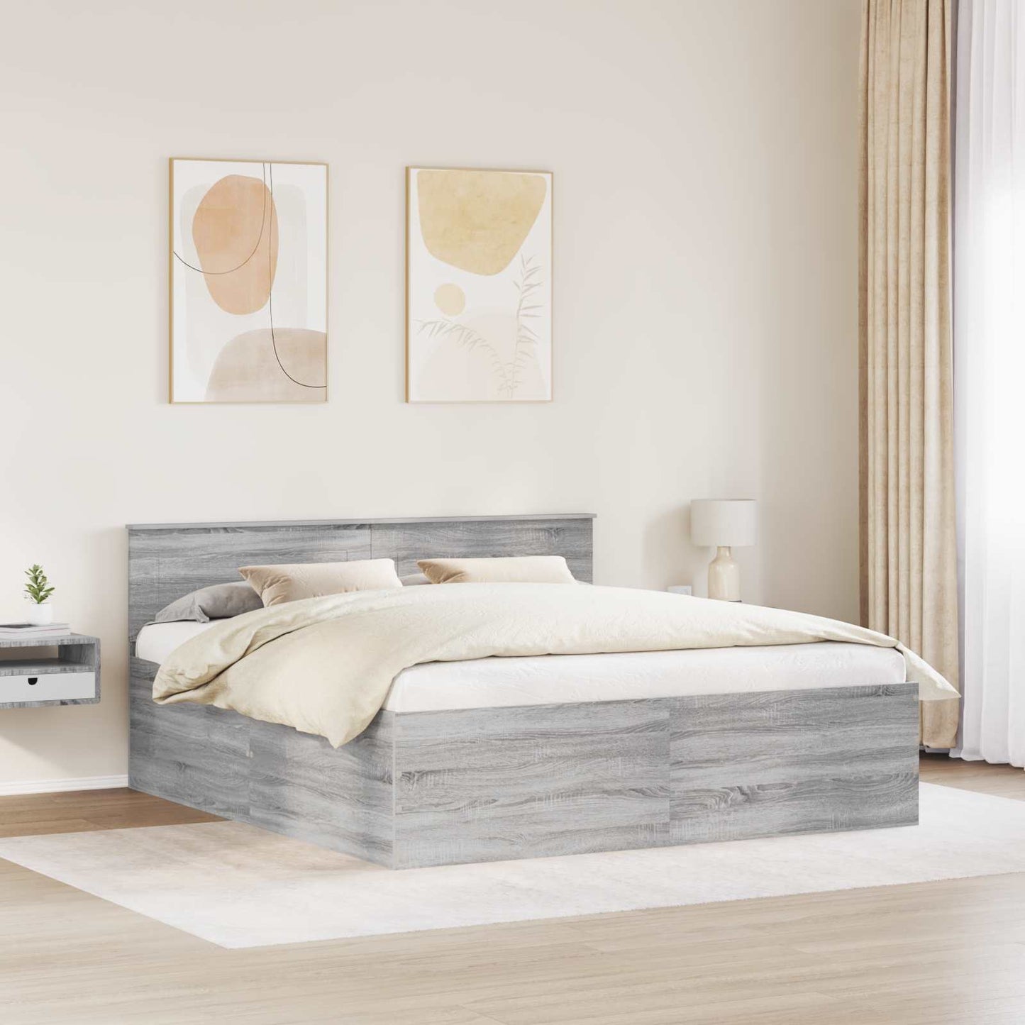 Struttura del letto con testiera Grigio Sonoma 180 x 200 cm