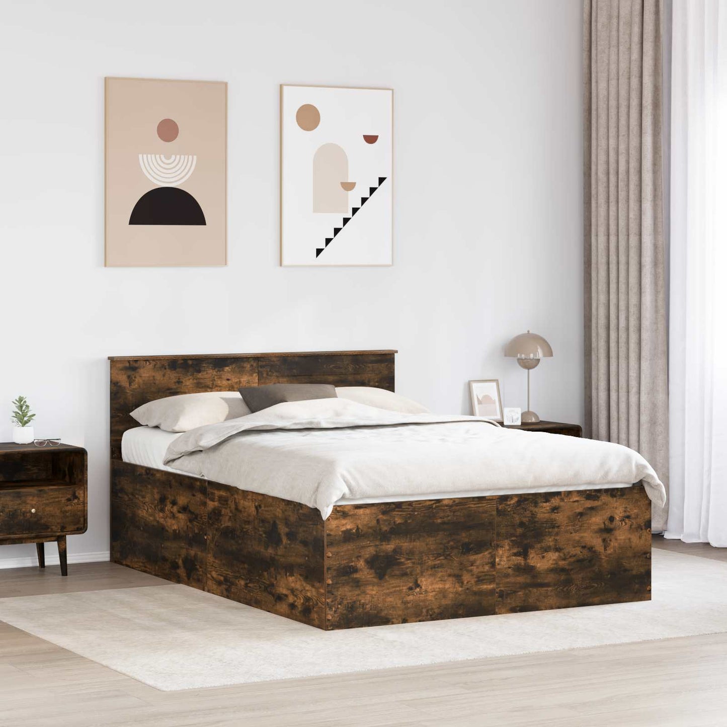 Struttura del letto Rovere fumÃ© 160 x 200 cm Legno multistrato