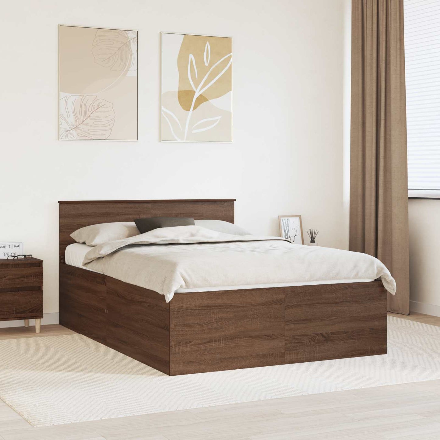 Struttura del letto con testiera Rovere Marrone 150 x 200 cm