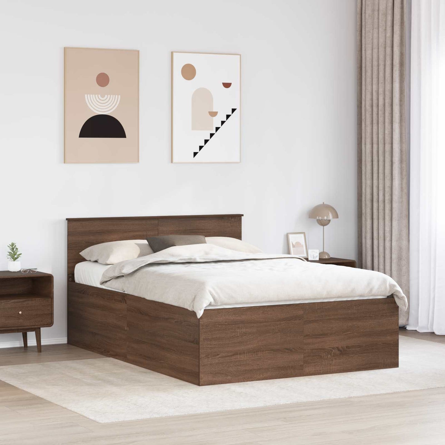 Struttura del letto con testiera Rovere Marrone 150 x 200 cm