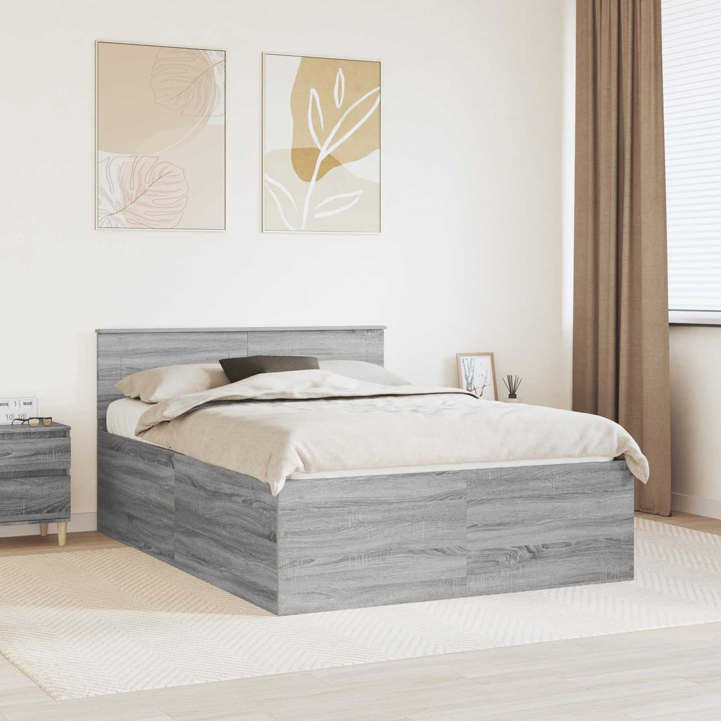 Struttura del letto con testiera Grigio Sonoma 140 x 190 cm
