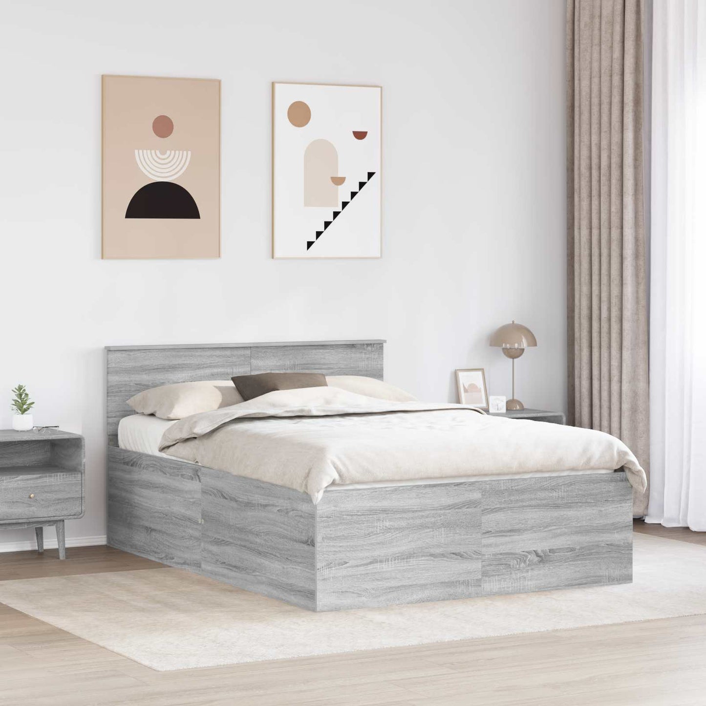 Struttura del letto con testiera Grigio Sonoma 140 x 190 cm