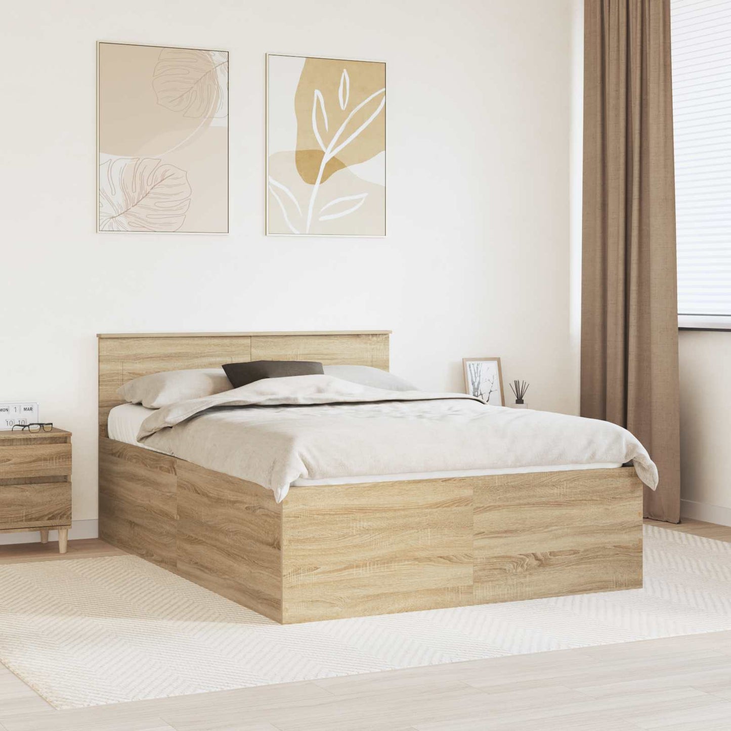 Struttura del letto con testiera Rovere Sonoma 140 x 200 cm