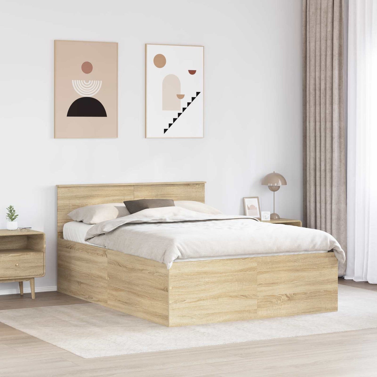 Struttura del letto con testiera Rovere Sonoma 140 x 200 cm