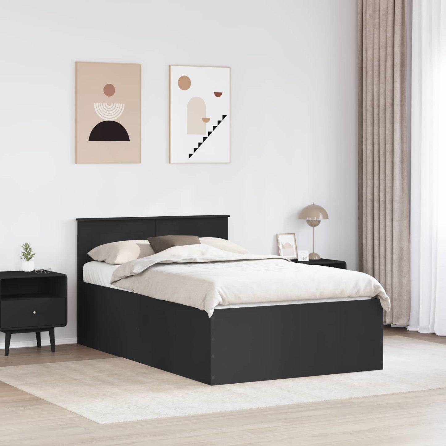 Struttura del letto Nero 135 x 190 cm Legno multistrato