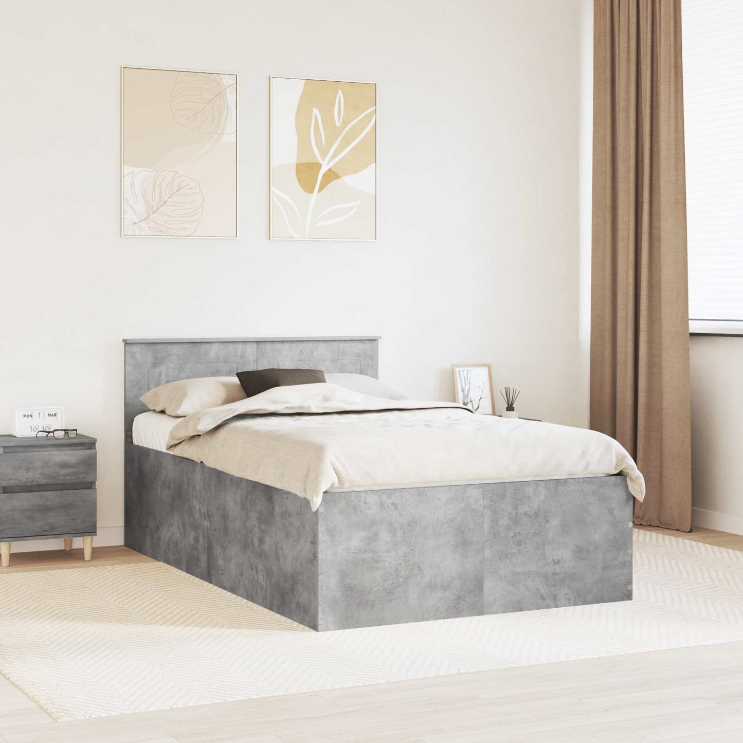 Struttura del letto con testiera Grigio cemento 135 x 190 cm