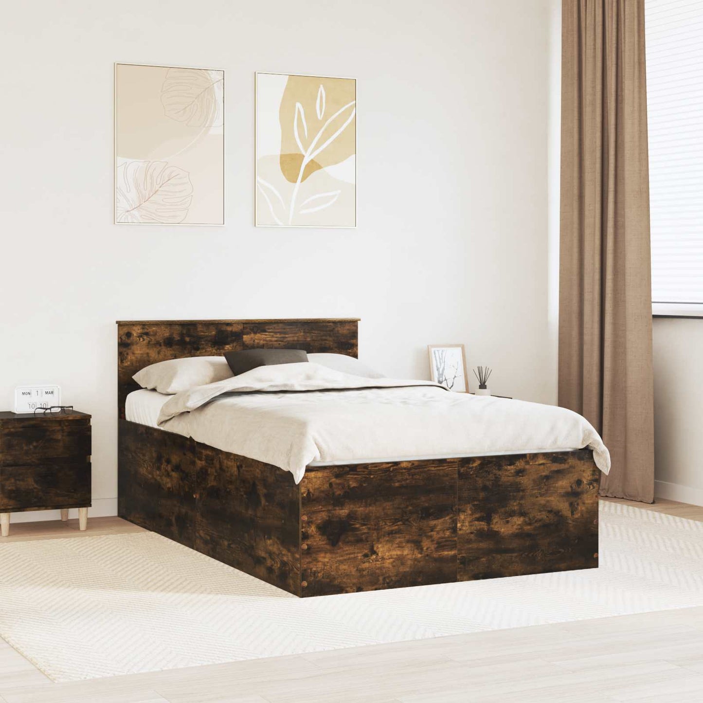 Struttura del letto Rovere fumÃ© 135 x 190 cm Legno multistrato