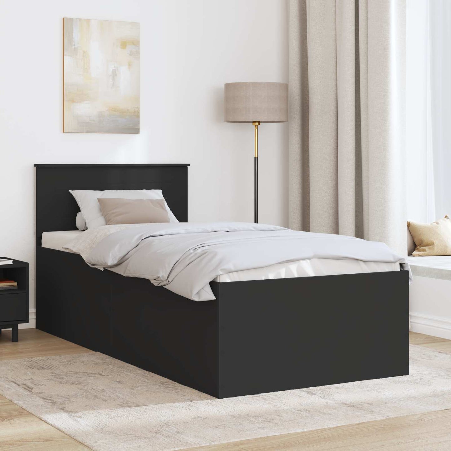 Struttura del letto Nero 120 x 200 cm Legno multistrato