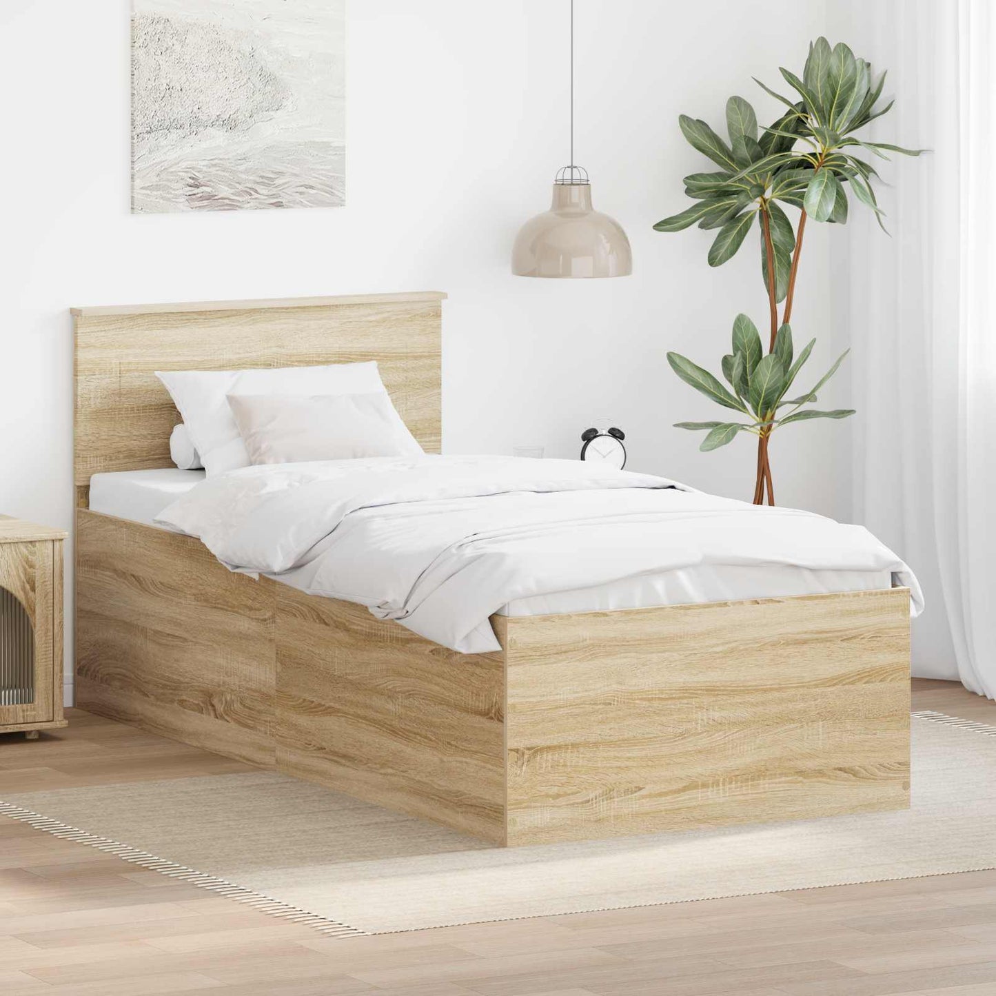 Struttura del letto con testiera Rovere Sonoma 120 x 200 cm