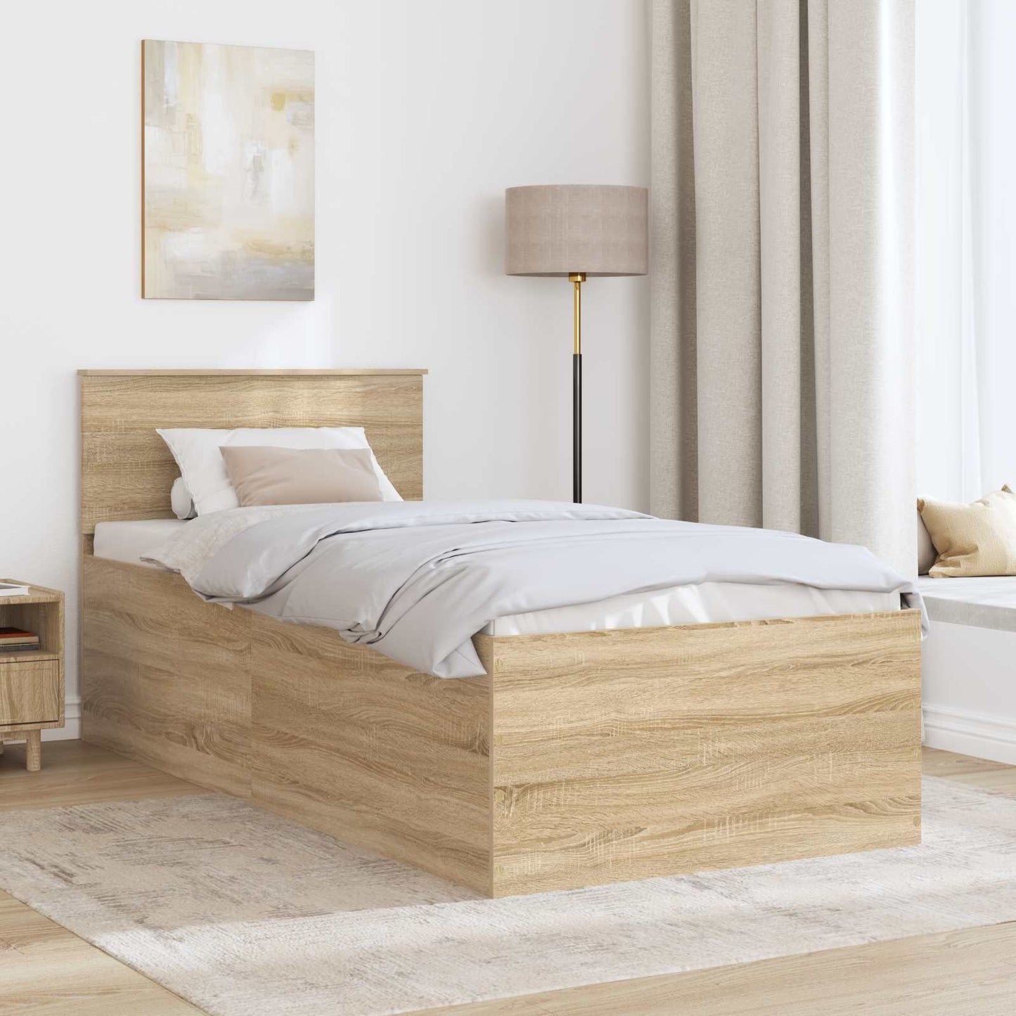 Struttura del letto con testiera Rovere Sonoma 120 x 200 cm