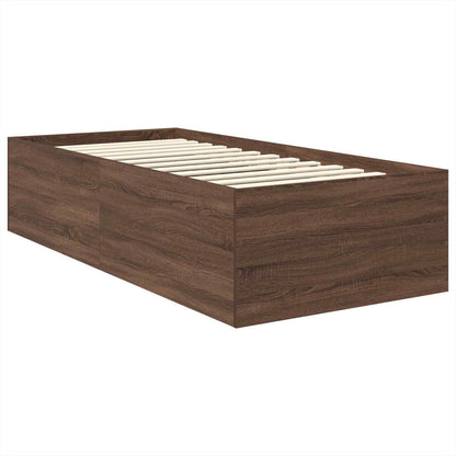 Struttura del letto con testiera Rovere Marrone 90 x 190 cm