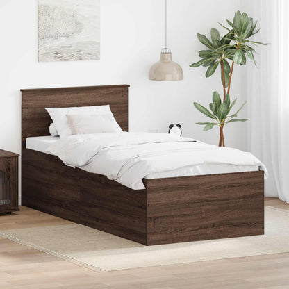 Struttura del letto con testiera Rovere Marrone 75 x 190 cm