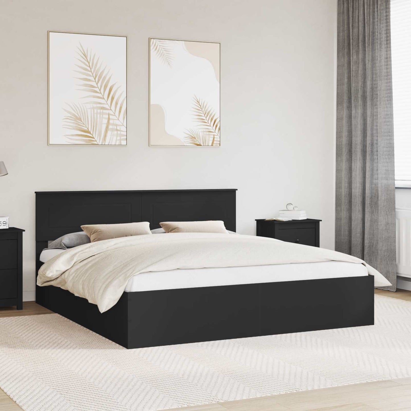 Struttura del letto Nero 200 x 200 cm Legno multistrato