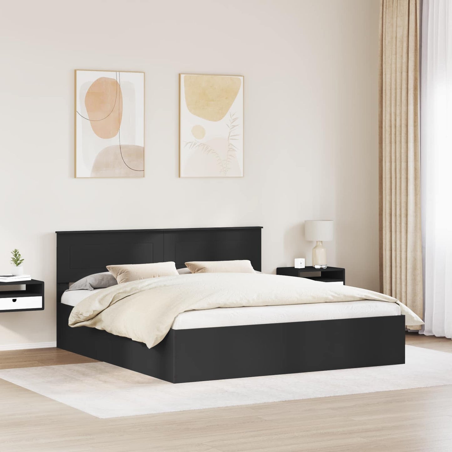 Struttura del letto Nero 200 x 200 cm Legno multistrato