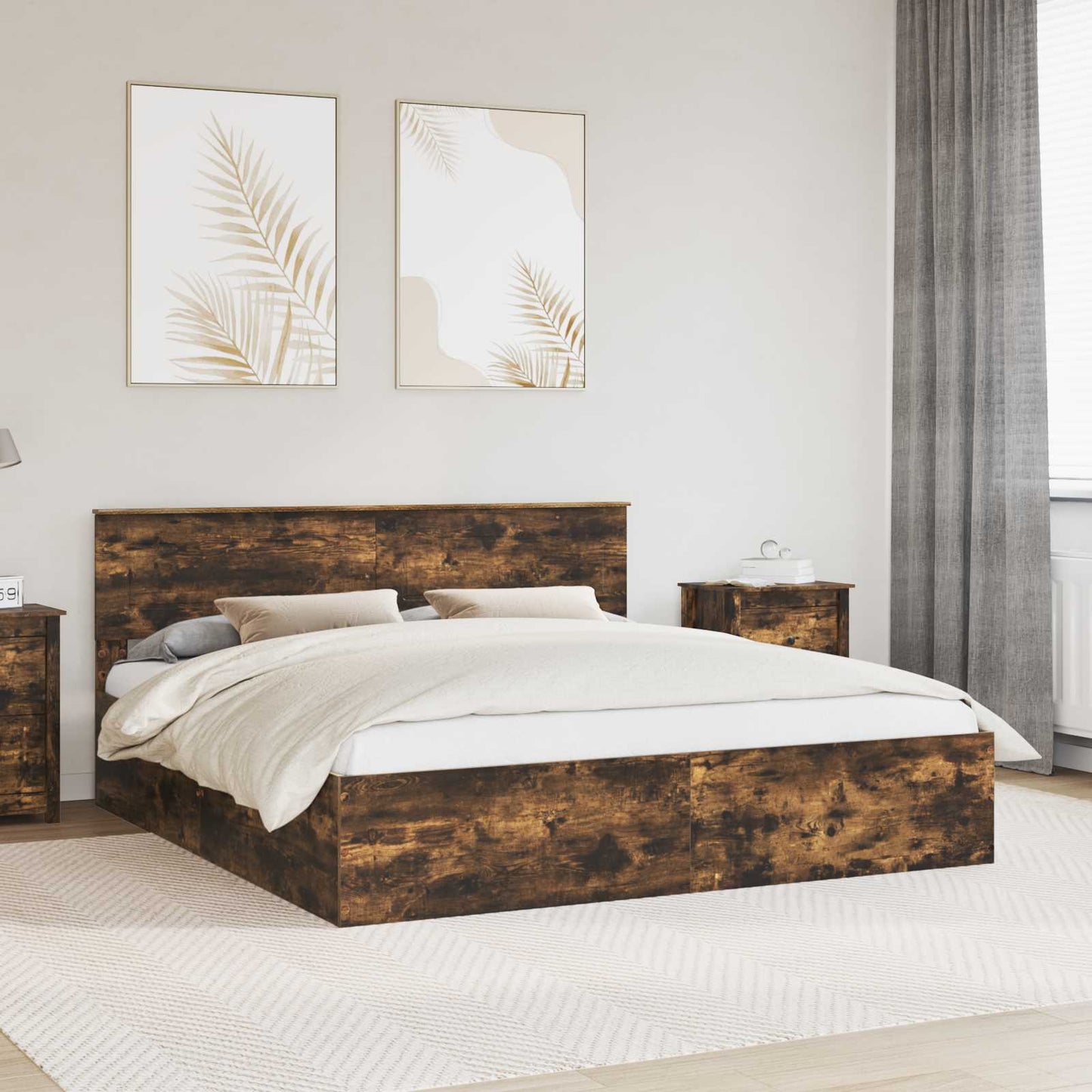 Struttura del letto Rovere fumÃ© 200 x 200 cm Legno multistrato