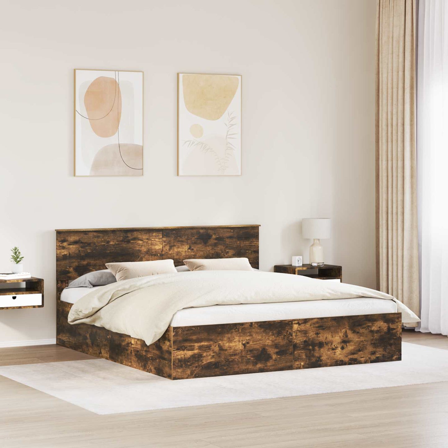 Struttura del letto Rovere fumÃ© 200 x 200 cm Legno multistrato