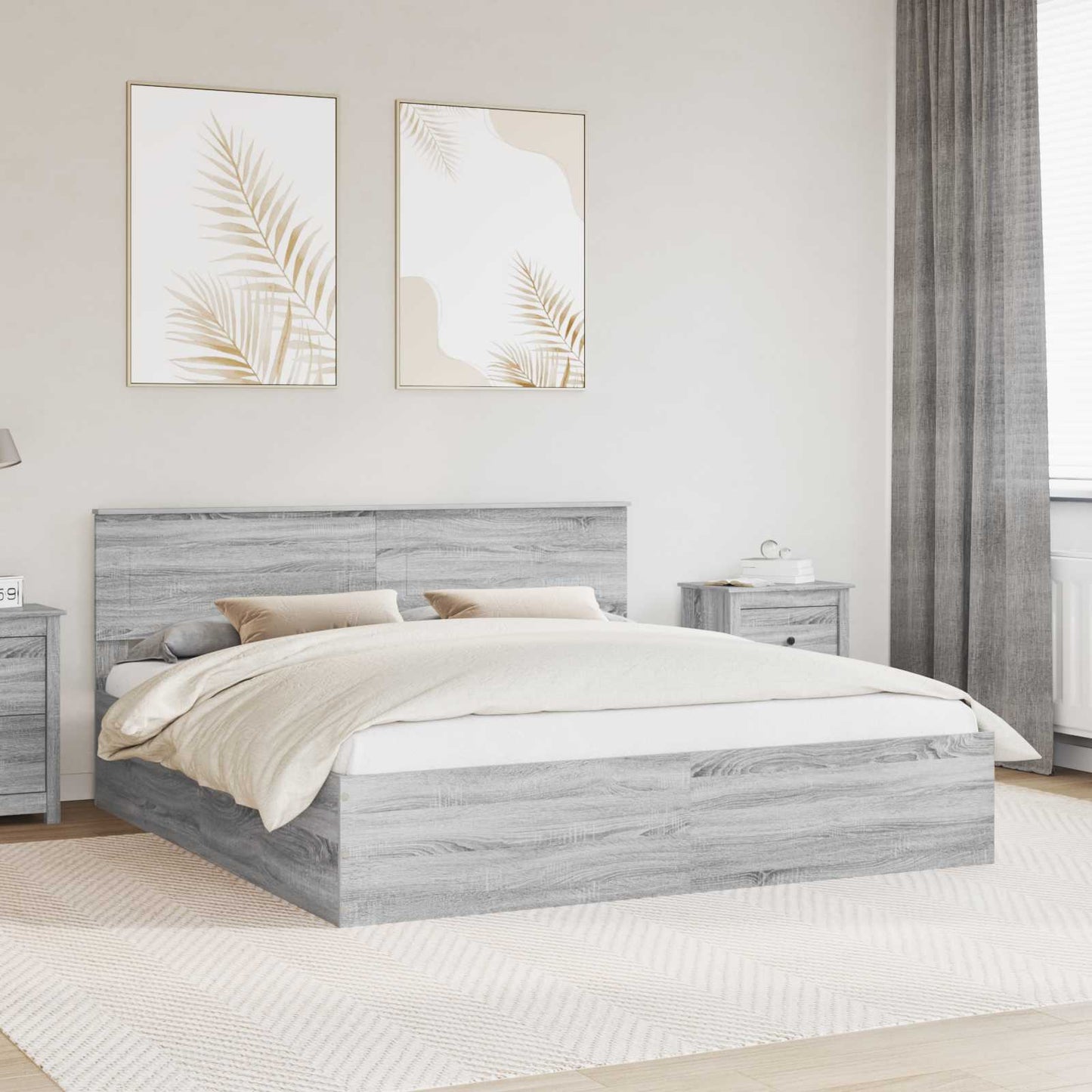 Struttura del letto con testiera Grigio Sonoma 200 x 200 cm