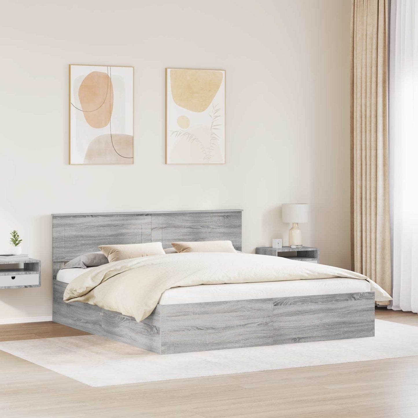 Struttura del letto con testiera Grigio Sonoma 200 x 200 cm