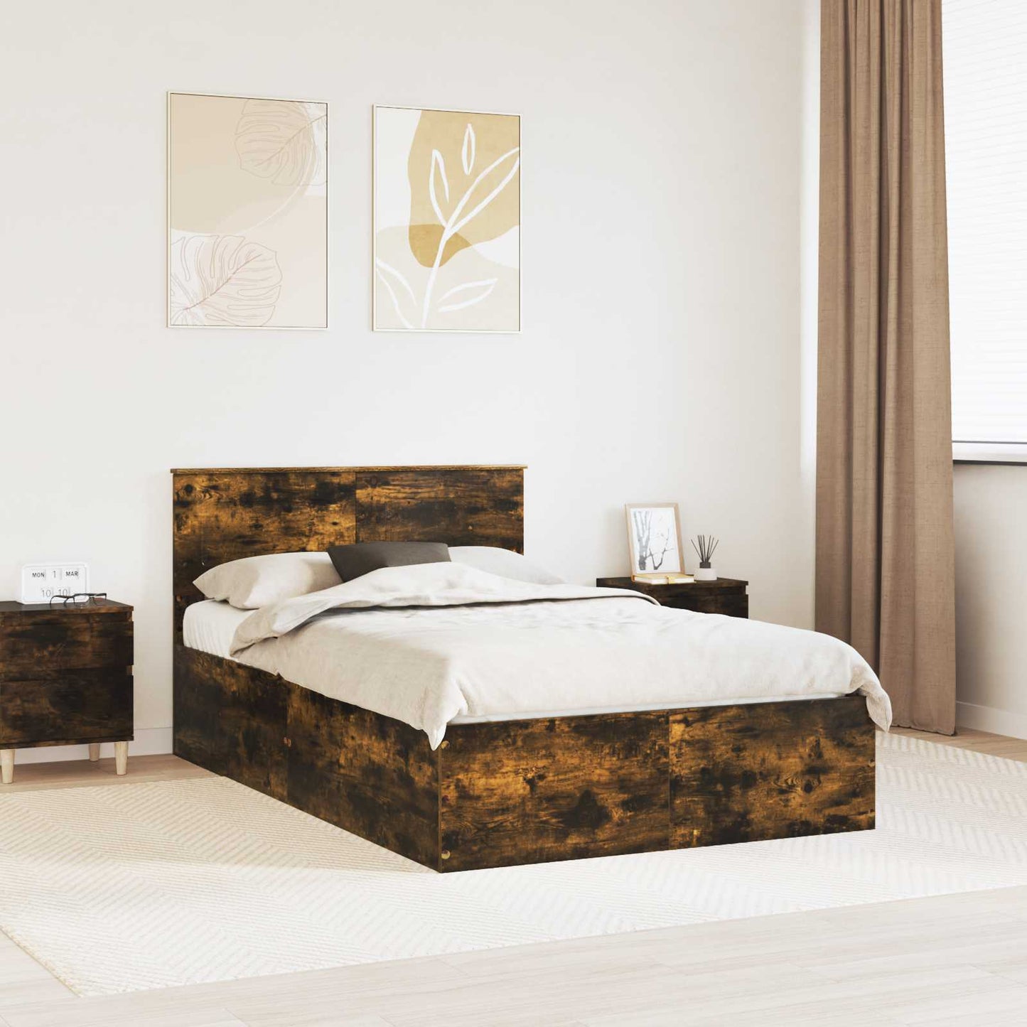 Struttura del letto Rovere fumÃ© 135 x 190 cm Legno multistrato
