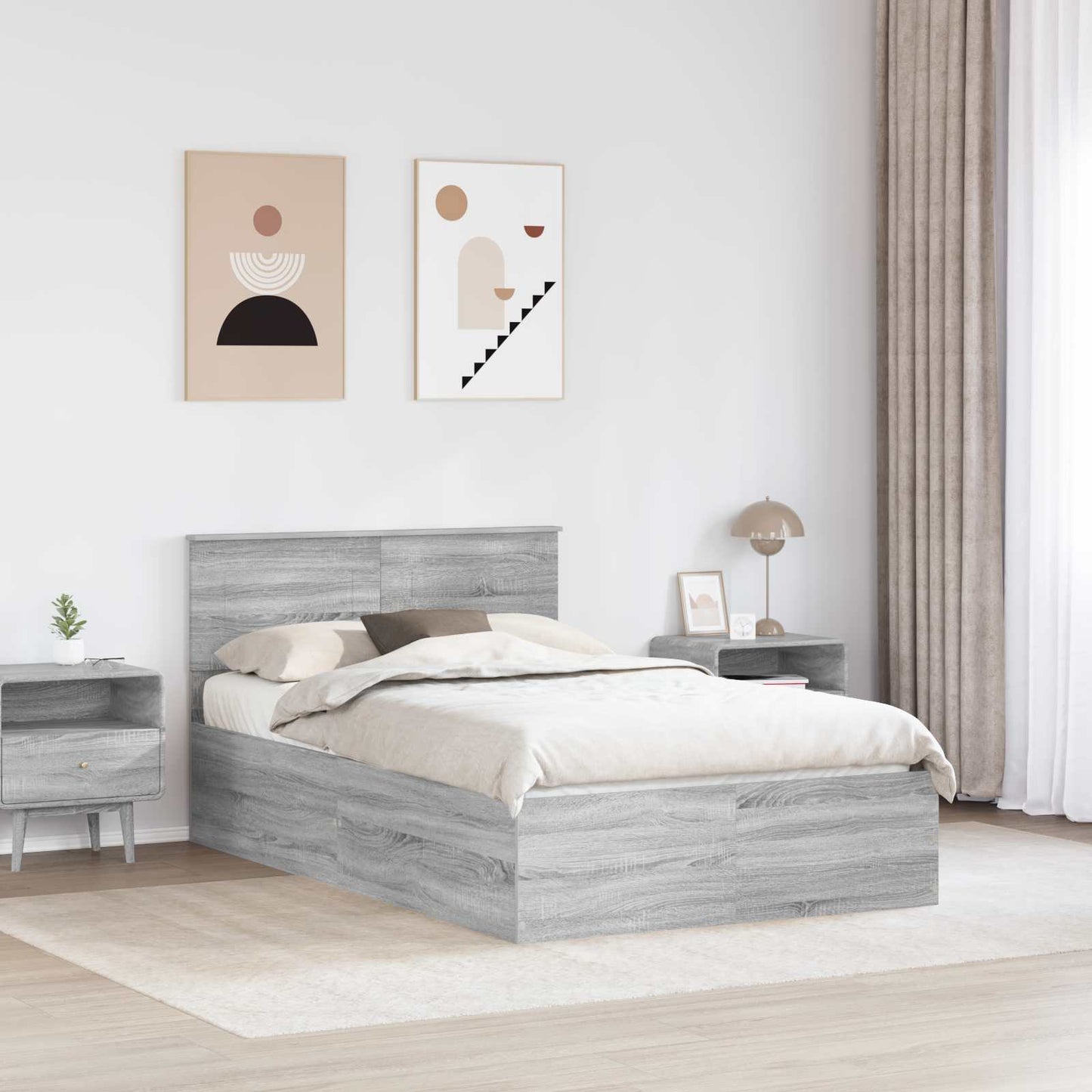 Struttura del letto con testiera Grigio Sonoma 120 x 190 cm